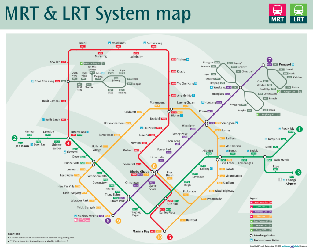 MRT map from 2011