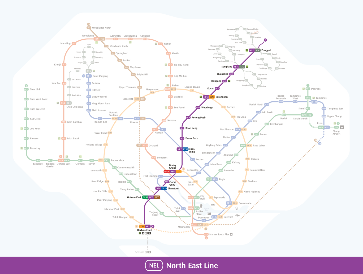 MRT Map Singapore - SG line maps in all languages